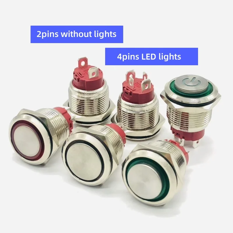 Large current metal button switch 10A short style 16/19/22mm car modification self-locking reset LED start stop 3V6V12V24V220V - Image 3