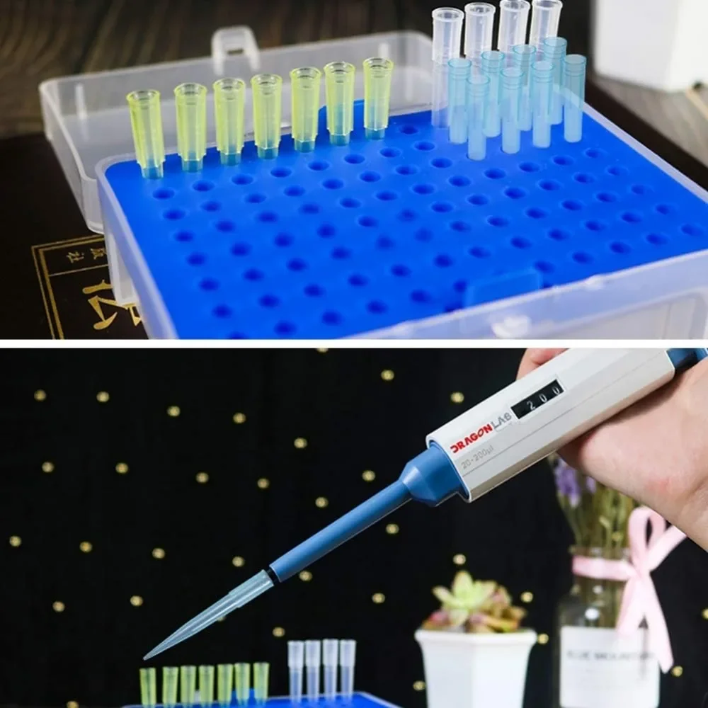 380 ~ 400 Uds puntas de pipeta punta de pipeta de plástico, puntas de pipeta azul claro 1000ul/1ml para suministros de laboratorio microquímicos