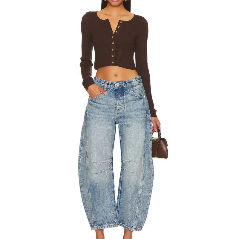Pantalon en jean à coupe décontractée pour femmes
