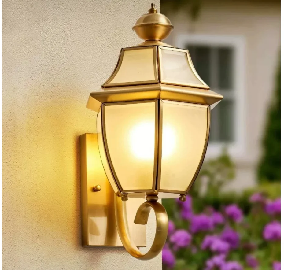 Outdoor Lighting Up And Down - Copper Glass Wall Lamp Outdoor/Indoor LED