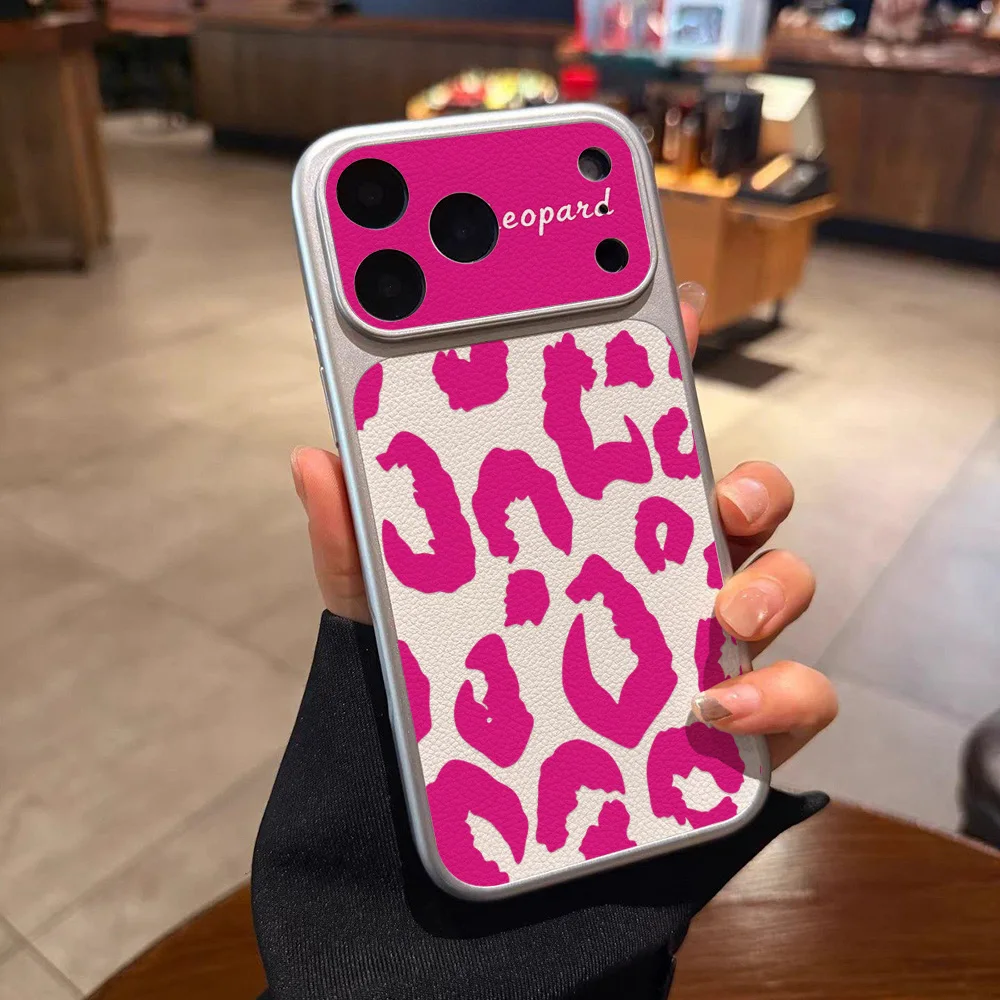 Leopard Pattern Phone Case For iPhone 18 Pro Case iPhone 18 Pro Max 17 Pro 16 15 14 13 12 11 Case TPU Leather Texture Back Cover
