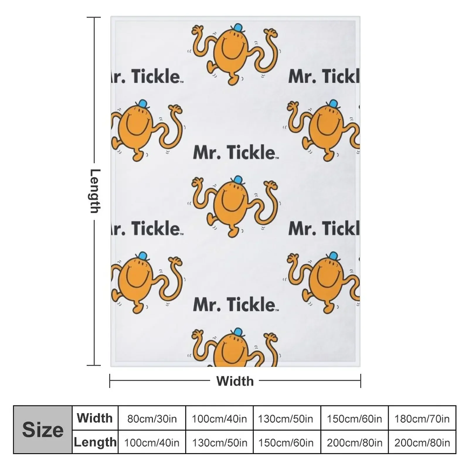 Unique Print with Mr, Tickle Cool Raglanslack Throw Blanket
