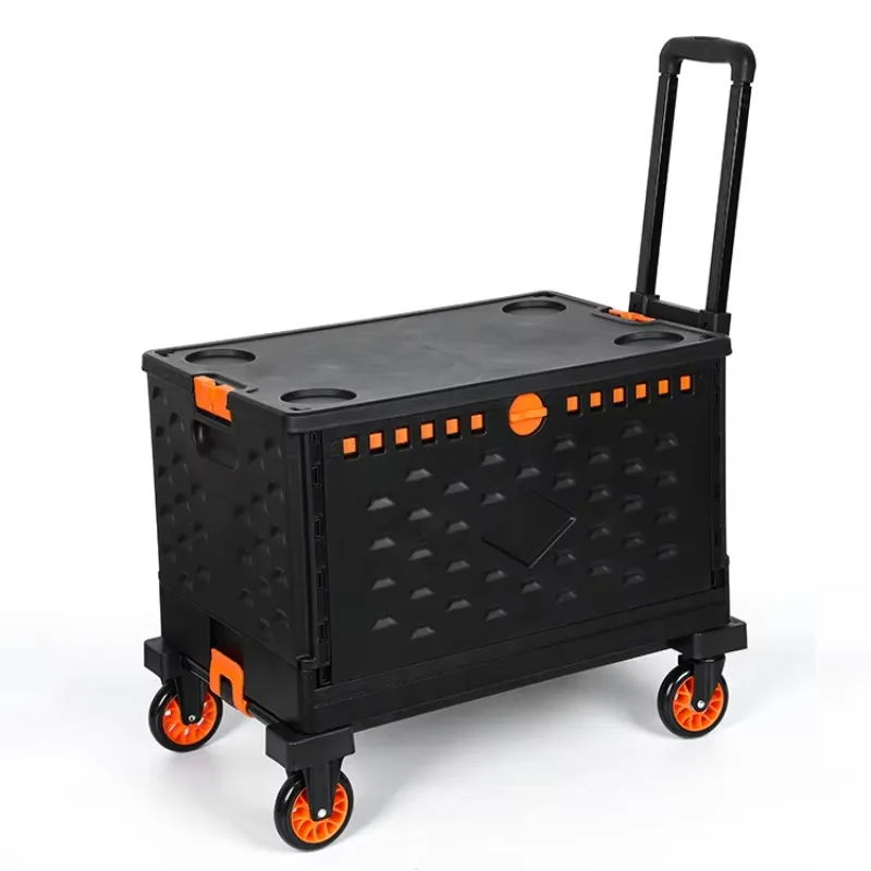 Pshopping Storage Trolley Tabletop Use Luggage Foldable with Wheels Lightweigh2 Wheels Plastic for Moving Travel 90mm