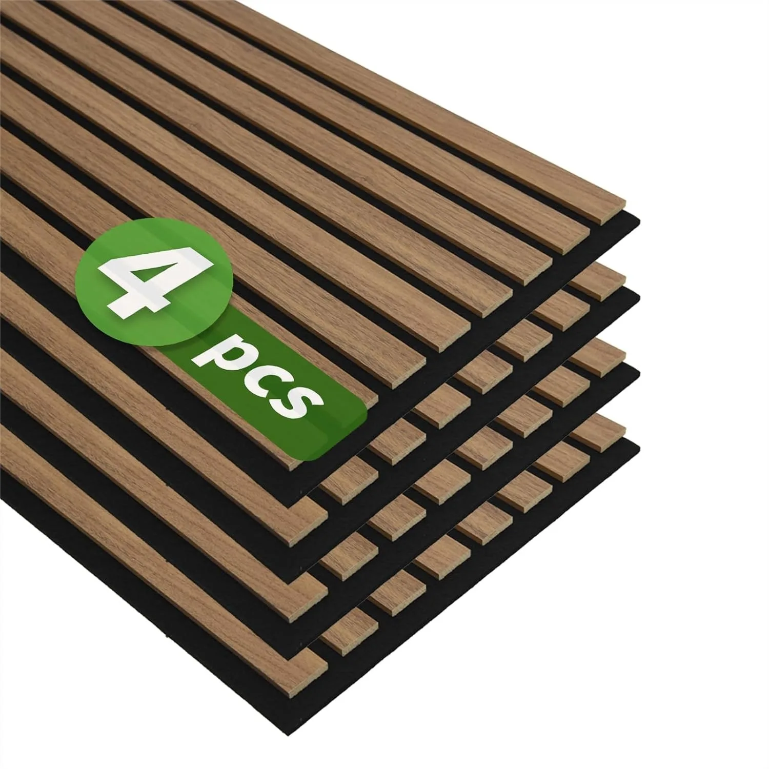 

12x93 Wood Slat Acoustic Wall Panels, 4-Pack 31 sq.ft Sound Absorbing Panels for Home Theater, Office, Studio - Deep Walnut