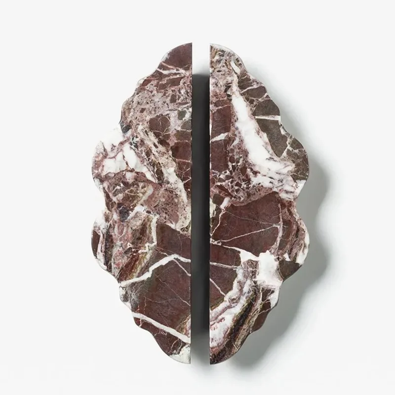 Luxurious wave-shaped marble wardrobe door handles made of natural stone
