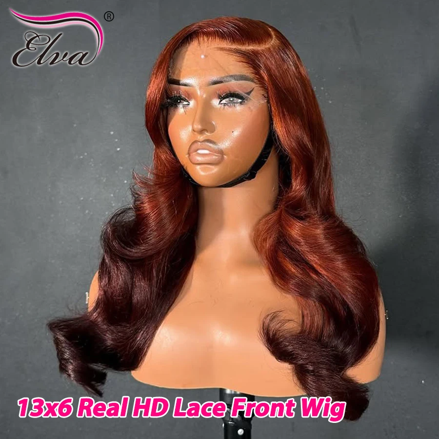 Pelucas frontales de encaje HD invisibles 13x6 de jengibre naranja, pelucas sin pegamento de cabello humano suelto de onda profunda de 250 de densidad, prearrancadas listas para usar