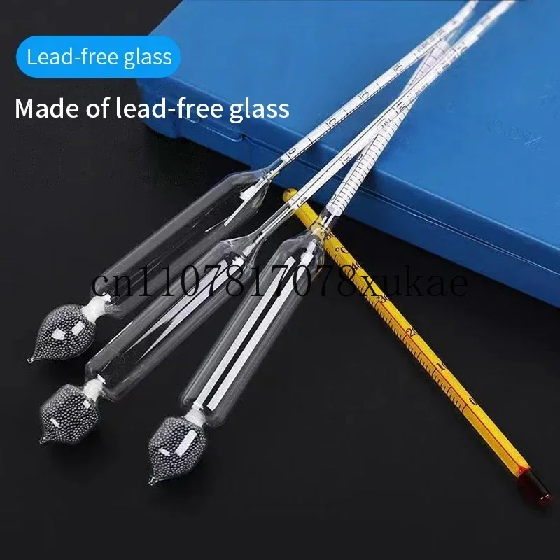 3pcs Wine Measuring Tool Set Vodka Whiskey Accurate Alcohol Concentration Meter Wooden Box Packaging 0-40%, 40-70%, 70-100%