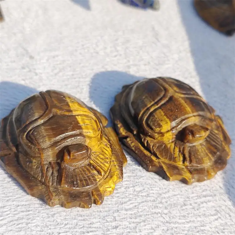 Natural Yellow Tiger Eye Stone Turtle Carving Reiki Healing Fengshui Stone Crafts Home Decoration Holiday Gifts 1PCS