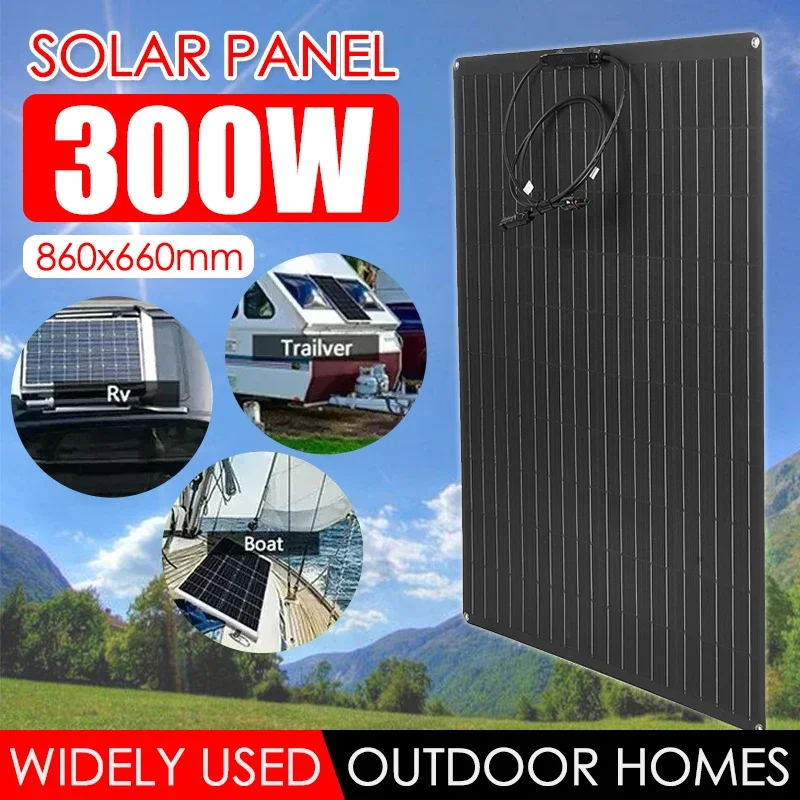 

300W 18V Flexible Solar Panel PET Solar Cells Power Bank for Phone Car Boat Yacht RV Battery Charger Outdoor Camping