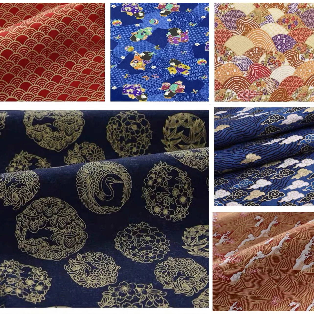 Bronzing Japanese Print Fabric By The Meter for Skirts Bags Clothes Sewing Pure Cotton Flower Pattern Baby Textile Skin-friendly