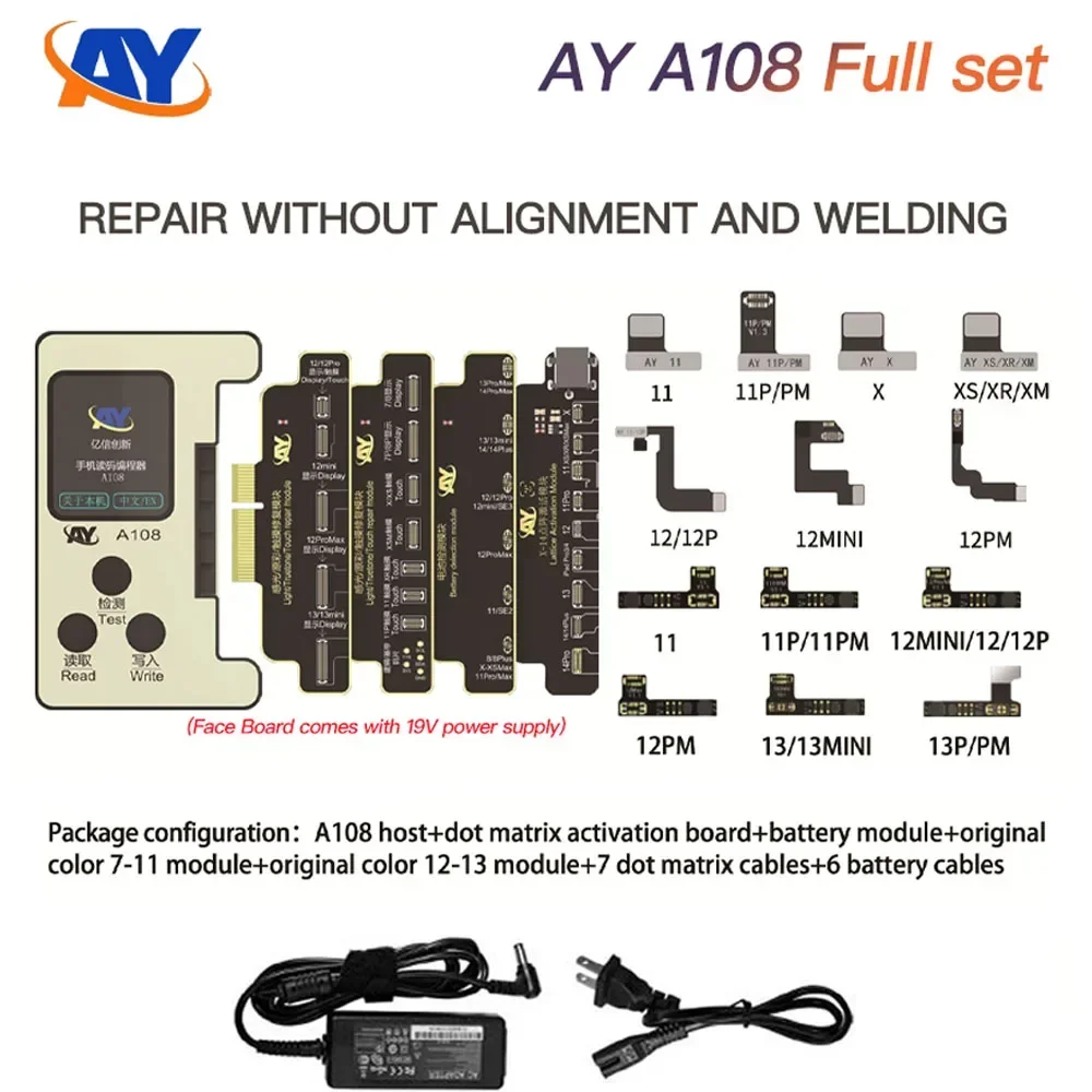 AY A108 Dot Matrix Repair Cable iPhone X-14 Pro Max Mini Dot Projector Read Write Dot Matrix Face ID Repair Flex tools