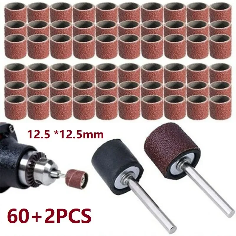 Abrasive 60pcs 12.5mm*12.5mm 60-600grit Sanding Belts Glass Polishing Power Rubber Mandrel Sander Sanding Belt Tool