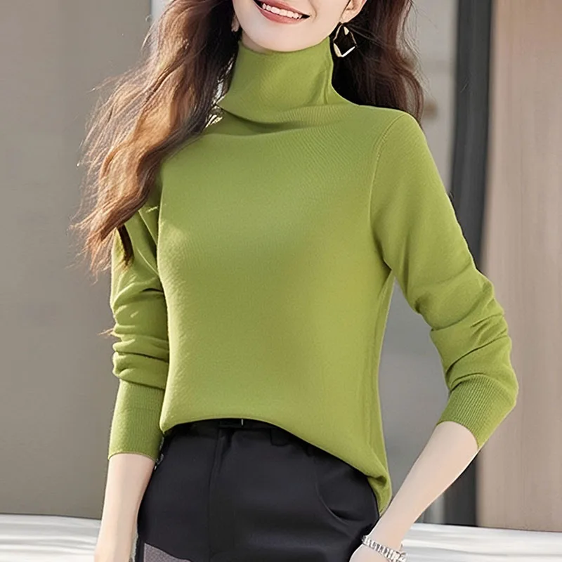 

Sweaters Black Turtleneck Knitted Sweater Women Pullovers New Long Sleeve Knit Sweater Pullover Women Tops Sueter Feminino Q2651