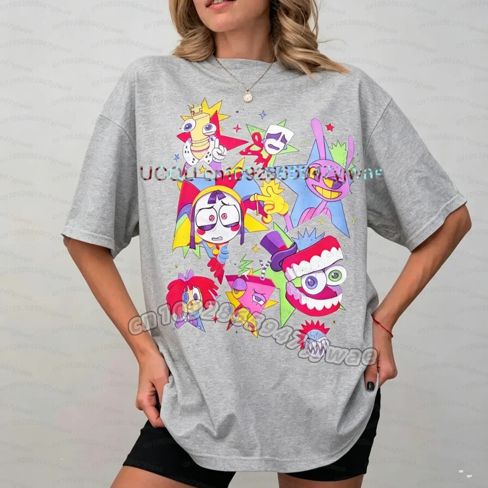 2026 Damen THE AMAZING DIGITAL CIRCUS Pomni Print Kurzarm Cartoon Plus Size Baumwolle Kinder Jungen Mädchen Eltern-Kind T-Shirt – Detail 11