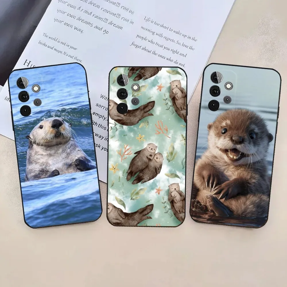 Cute Otter Lutra lutra Phone Case For Samsung Galaxy A13,21s,22,31,32,52,53,71,80,91 Soft Black Cover