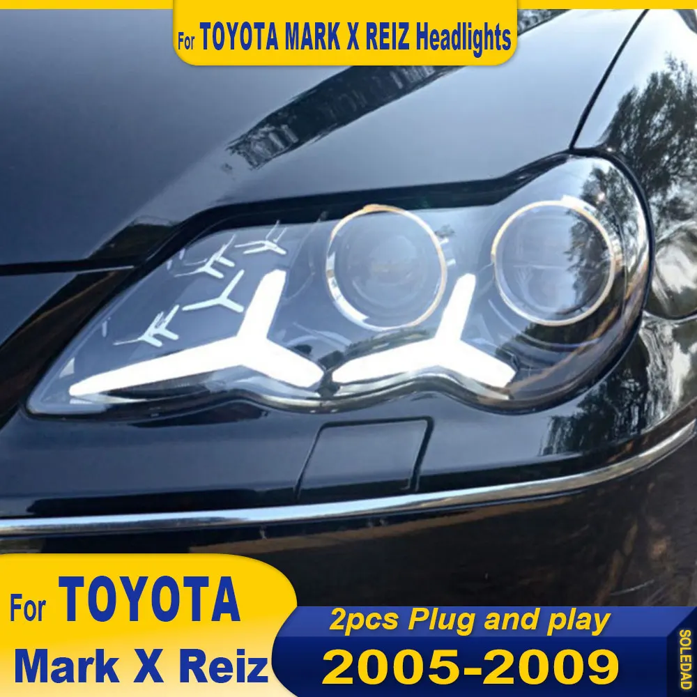 

Full LED HeadLamp for Toyota Reiz Mark X LED Headlight 2005-2008 2009 Headlights Reiz DRL Turn Signal Angel Eye Projector Lens