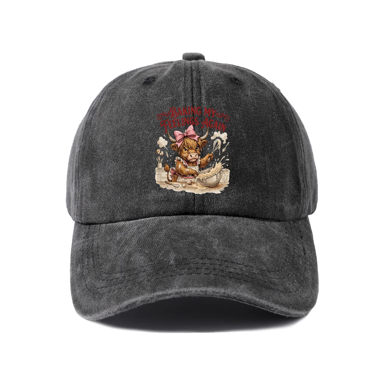 Whimsical Creature Illustration Baseball Cap, Vintage Washed Adjustable Unisex Dad Hat, Streetwear Gift
