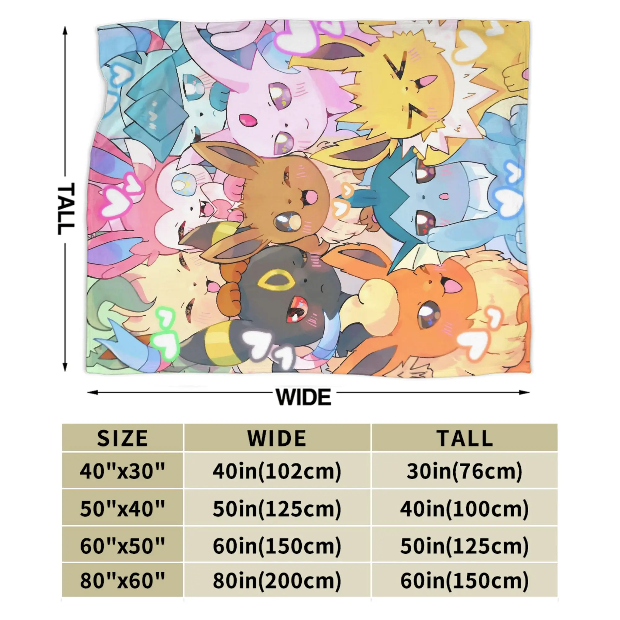 Eevee Eeveelution Pokemon Coperta lavorata a maglia carina Flanella Coperte leggere e sottili per divano per auto Copriletto