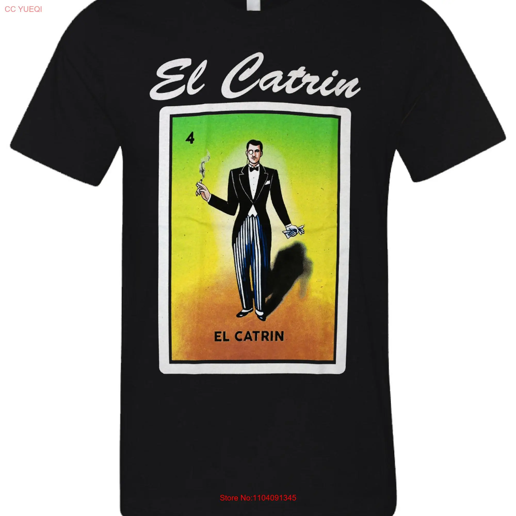 El Catrin Loteria Mexican Bingo T Shirt Novelty Funny Family Black New long or short sleeves