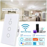 Tuya WiFi Smart Light Switch US Standard Work With Alexa Google Home Wall Touch Switch 110V 220V RF433Mhz Remote 1 2 3 4 Gang