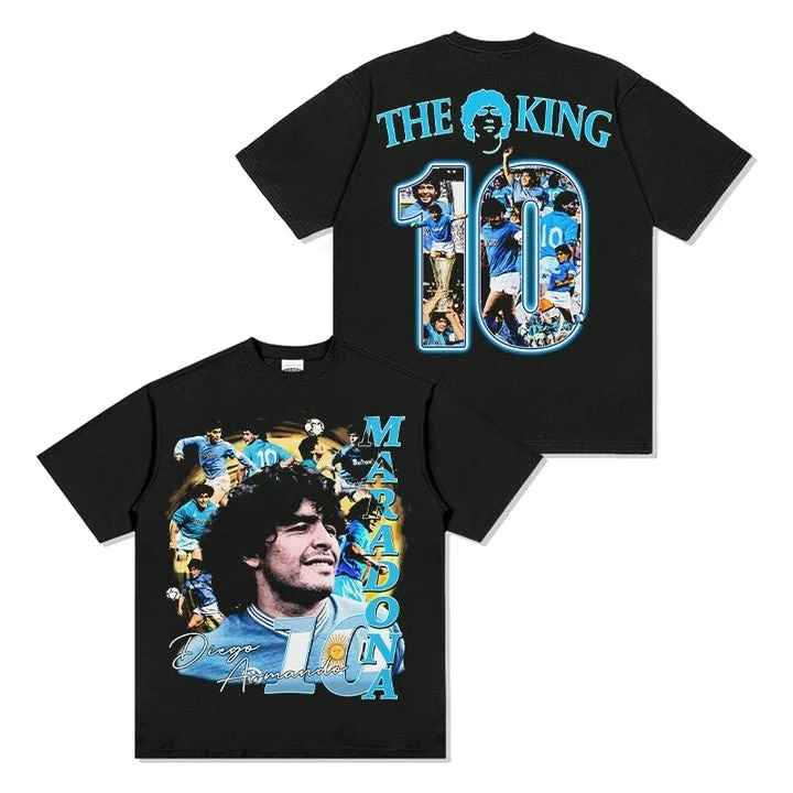 Diego Maradona Cotton Men's Football T-shirt Napoli Jersey 1989 Commemorative Shirt Summer Unisex Short Sleeved Shirt