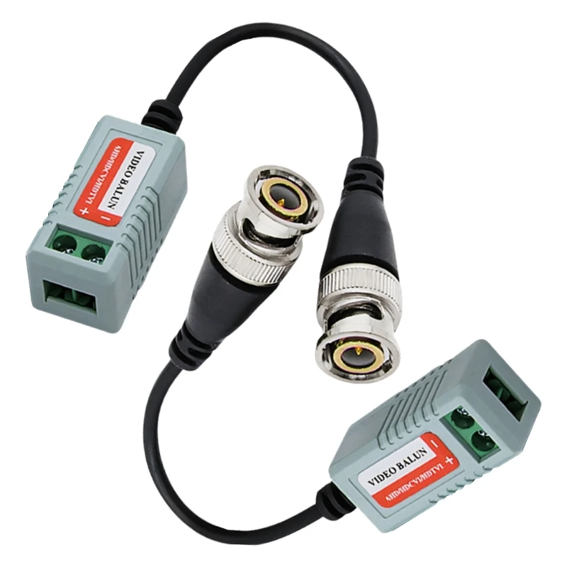 Compactly Pigtail Video Balun Transceiver for CCTV Wiring, BNC Male to Twisted Pair Passive Adapter for Home Shop Office and
