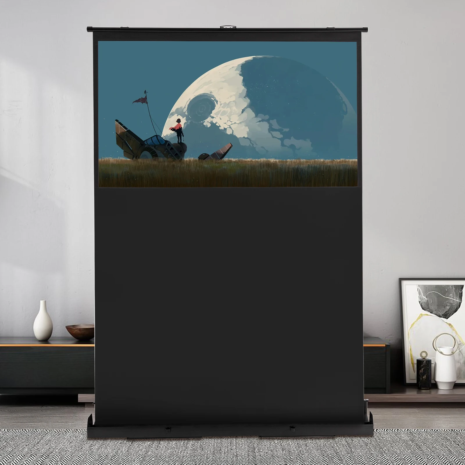 Pull-Screen-Projektion auf dem Boden um 60" 16:9 Pull-up-Projektionsleinwand Tragbare Projektionsleinwand zum Teilen von HD-Aufnahmen – Detail 15