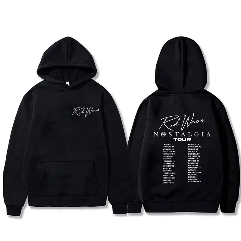 Rapper Rod Wave Nostalgia Tour Double Sided Graphic Hoodie Men Women Fashion Hip Hop Sweatshirt Men's Oversized Pullover Hoodies