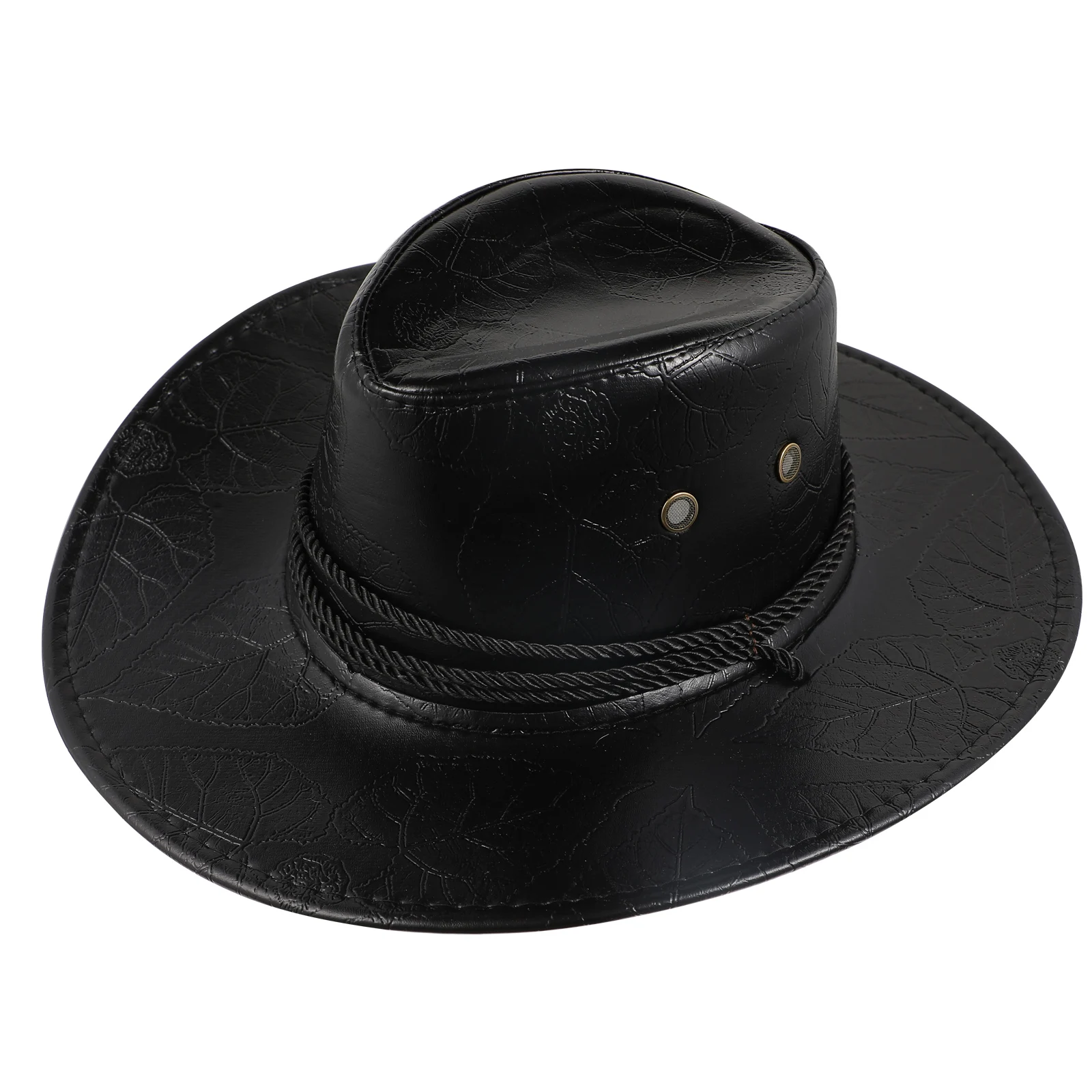 

Western Cowboy Men Cowboy Cap Women Sun Hat Black Color Durable Double Layer Adjustable Tightness