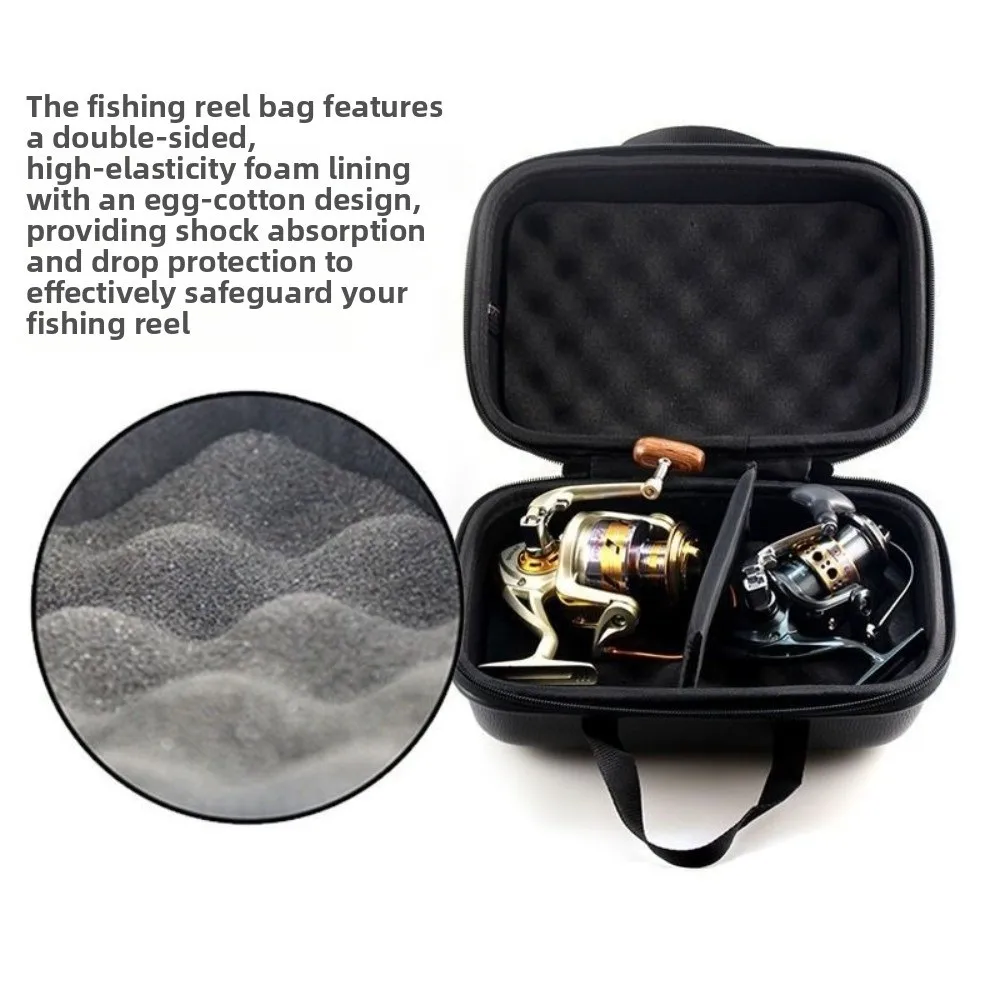 Waterproof Tool Storage Bag Baffle Design Shockproof Fishing Reel Bag EVA Material 27 x 20 x 14cm Hard Tool Case Trolling Reel
