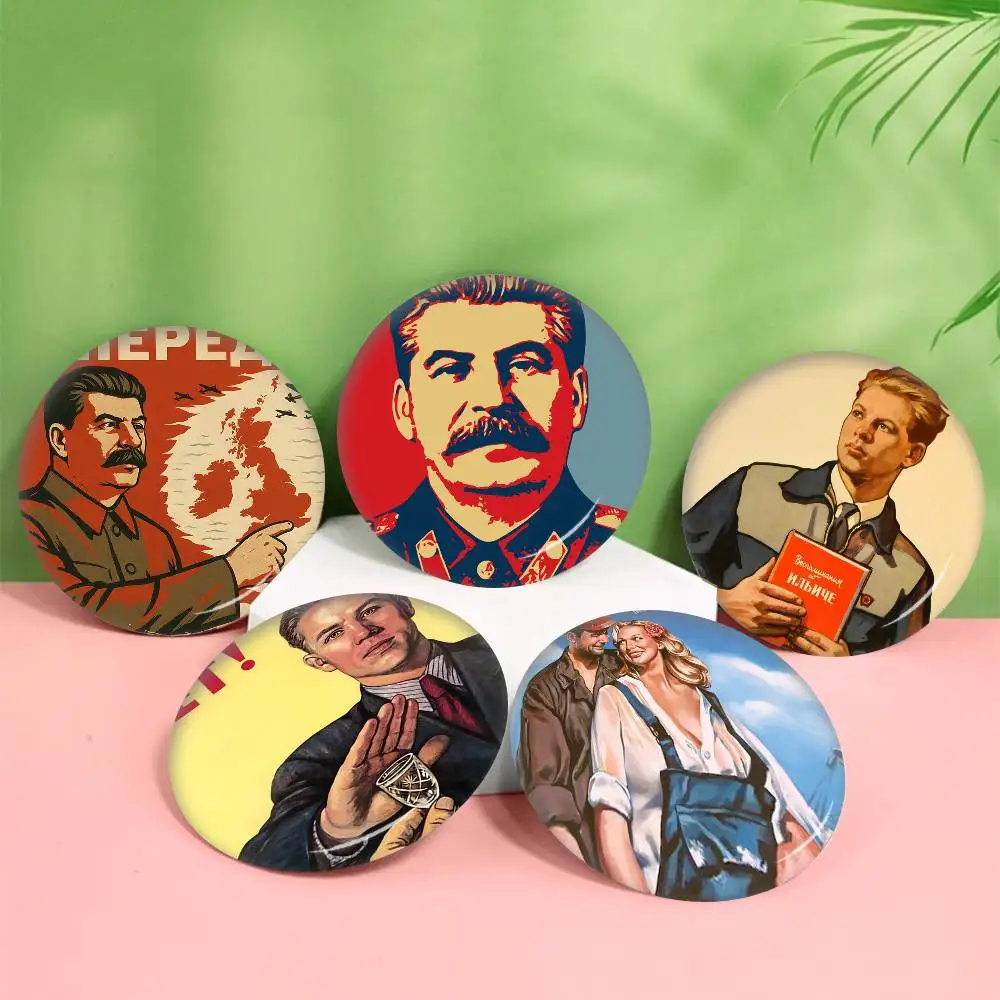 Vintage Stalin USSR CCC  Anime Button Pin Handmade Brooch For Clothes Cartoon Badge Backpack Decoration Jewelry Accessories