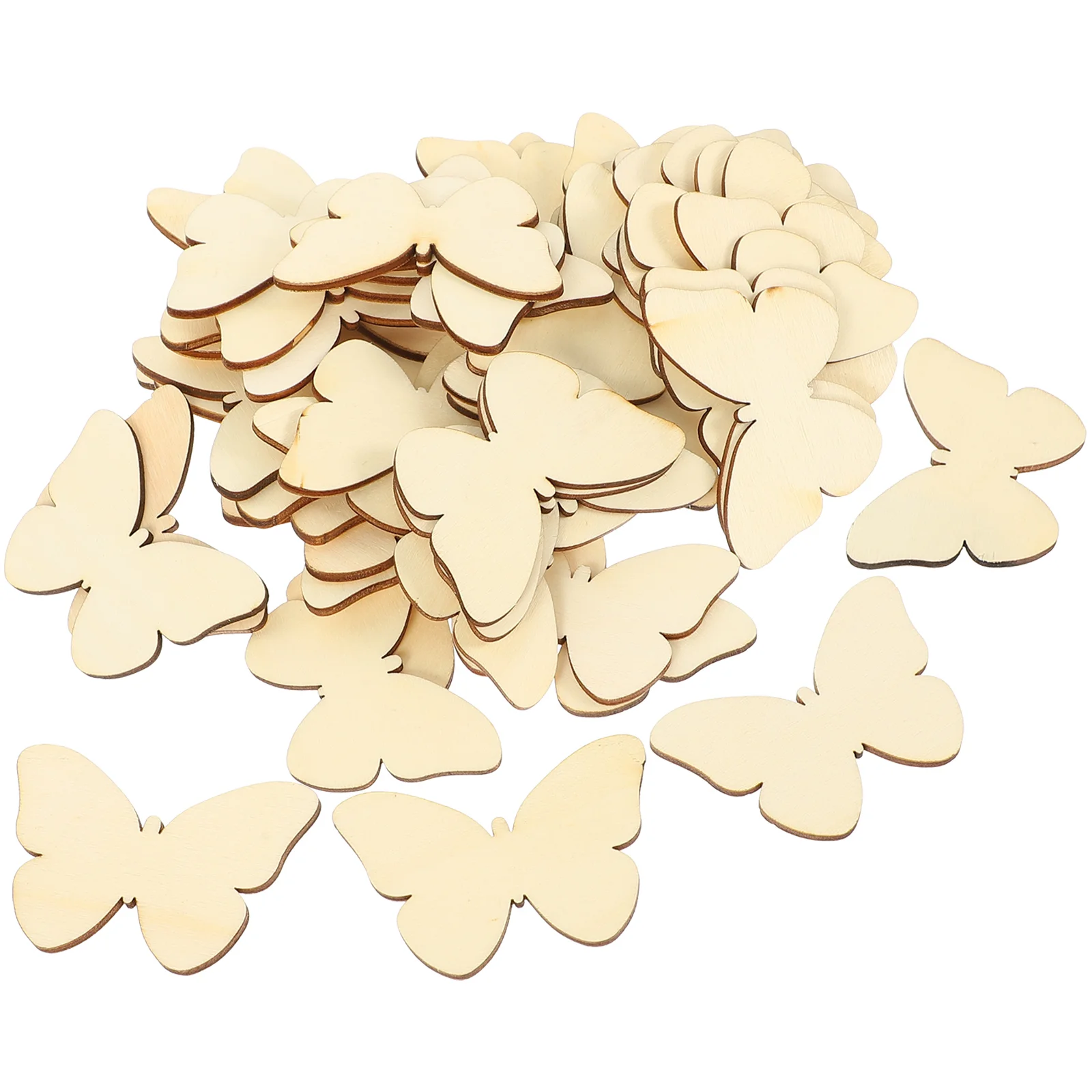 TINKSKY 50pcs Natural Unfinished Cutout Shape Wooden Blank wood slices wood discs Log slices Log discs