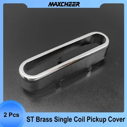 2Pcs ST Single Coil Brass Cover Pickup Cover/Lid/Shell Top Open Guitar Parts 71x19.5mm Black/Gold/Silver