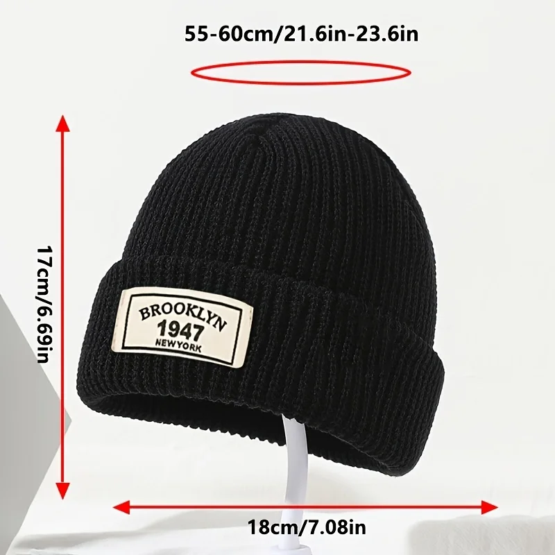 2-Pack Gloves with Hat - Warm Knitted Beanie - High-Elastic Street Style Letter Pattern Hip-Hop Knit Hat with Knitted Gloves, Id
