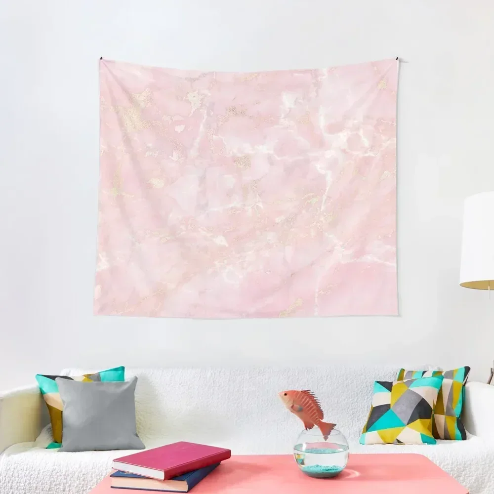 

RoseGold Metal Veines on Pink Faux Marble Tapestry Room Decorations Room Decoration Aesthetic Tapestry