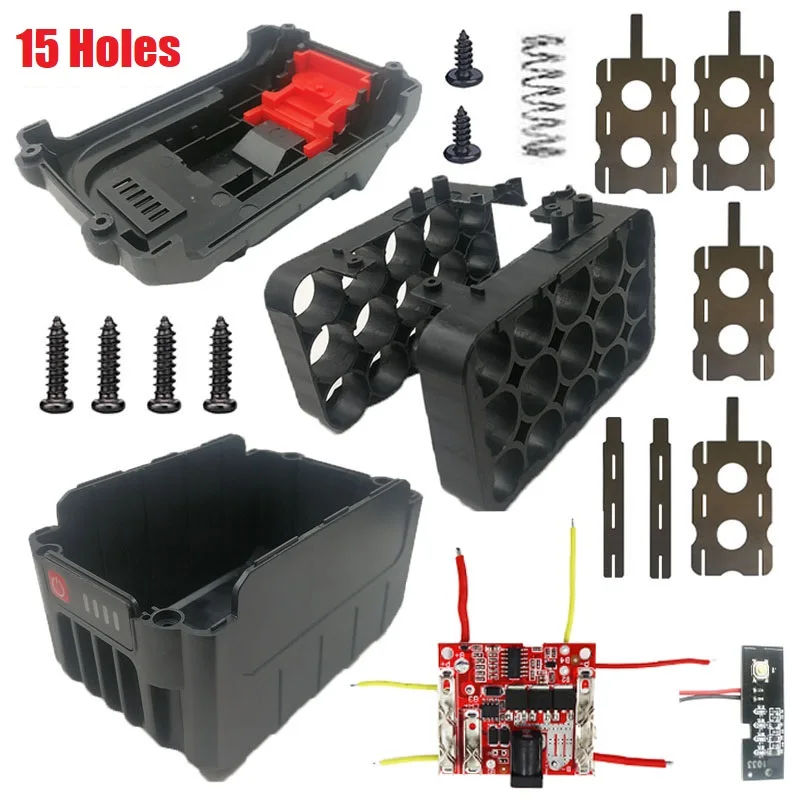 Custodia per batteria agli ioni di litio da 10/15 fori per utensili al litio Makita 18V BL1830 1860 Shell Box Circuito PCB Protezione di ricarica