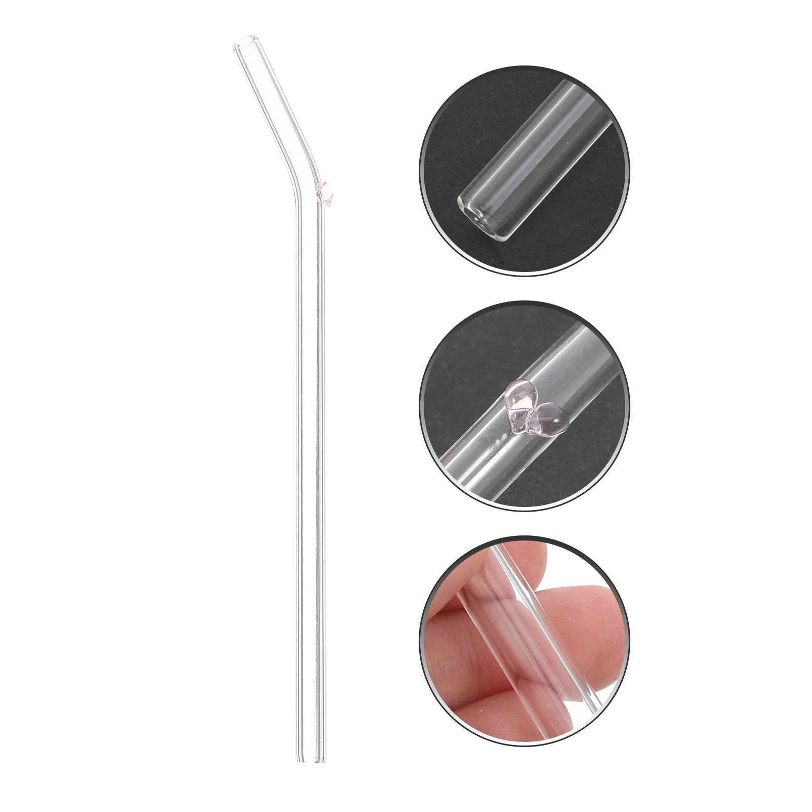 

Heart Design Glass Reusable Straws for Hot Cold Drinks Easy Clean Decorative Home Office Cafe Use Glass Straws for Office