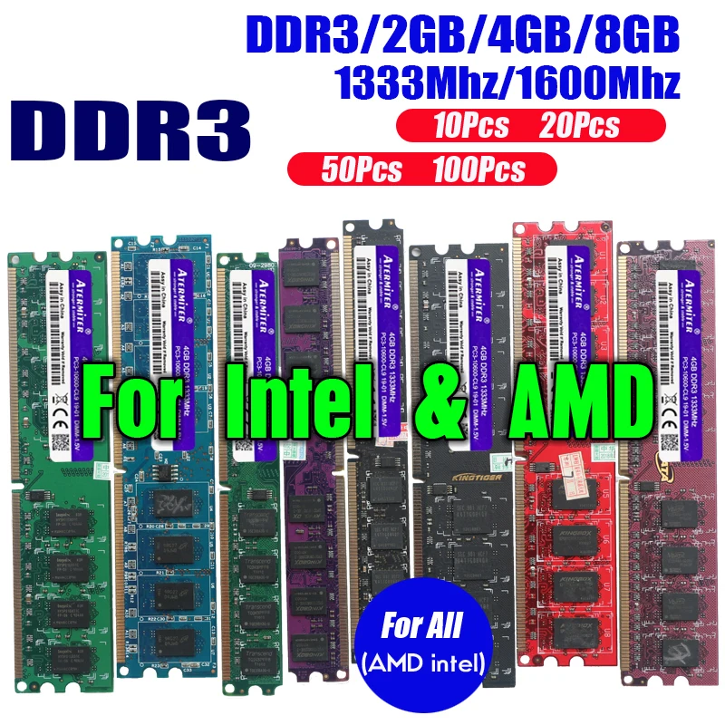 Модуль ОЗУ Atermiter для настольного ПК, PC3 PC2 DDR3 DDR2 8 ГБ 4 ГБ 16 ГБ 240Pin PC3L 1600 МГц 1333 МГц 800 МГц 667 МГц 6400U 5300U