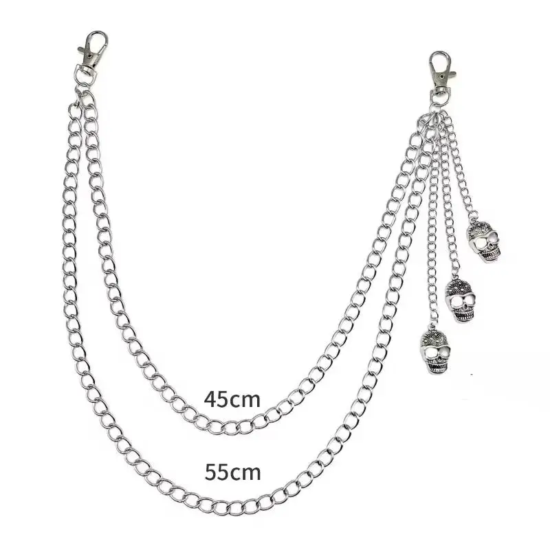 Punk-Hosenkette mit Totenkopf-Dekoration aus Metall, Taillen-Schlüsselanhänger für Männer und Frauen, Jeans-Hosenkette, Gothic Vintage Hip-Hop Schmuck-Accessoires – Detail 4