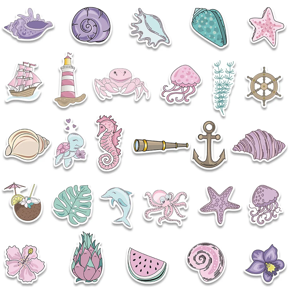 56PCS Pink Kawaii Mermaid Girl Cute Stickers Skateboard Notebook Fridge Phone Guitar Luggage Decal Sticker Kids Toy