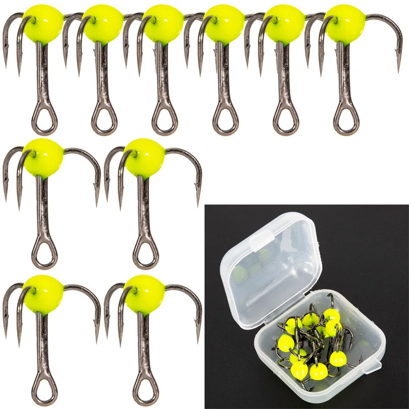 10pcs/box Colorful Mini High Carbon Steel Triple Anchor Barbed Fishing Hooks Winner Fishing Hooks Wholesale