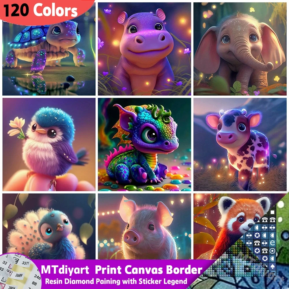 Baby dier draak diamant schilderij sticker legende hars 120 kleuren mozaïek schildpad olifant complete kit kunst huis decoratief