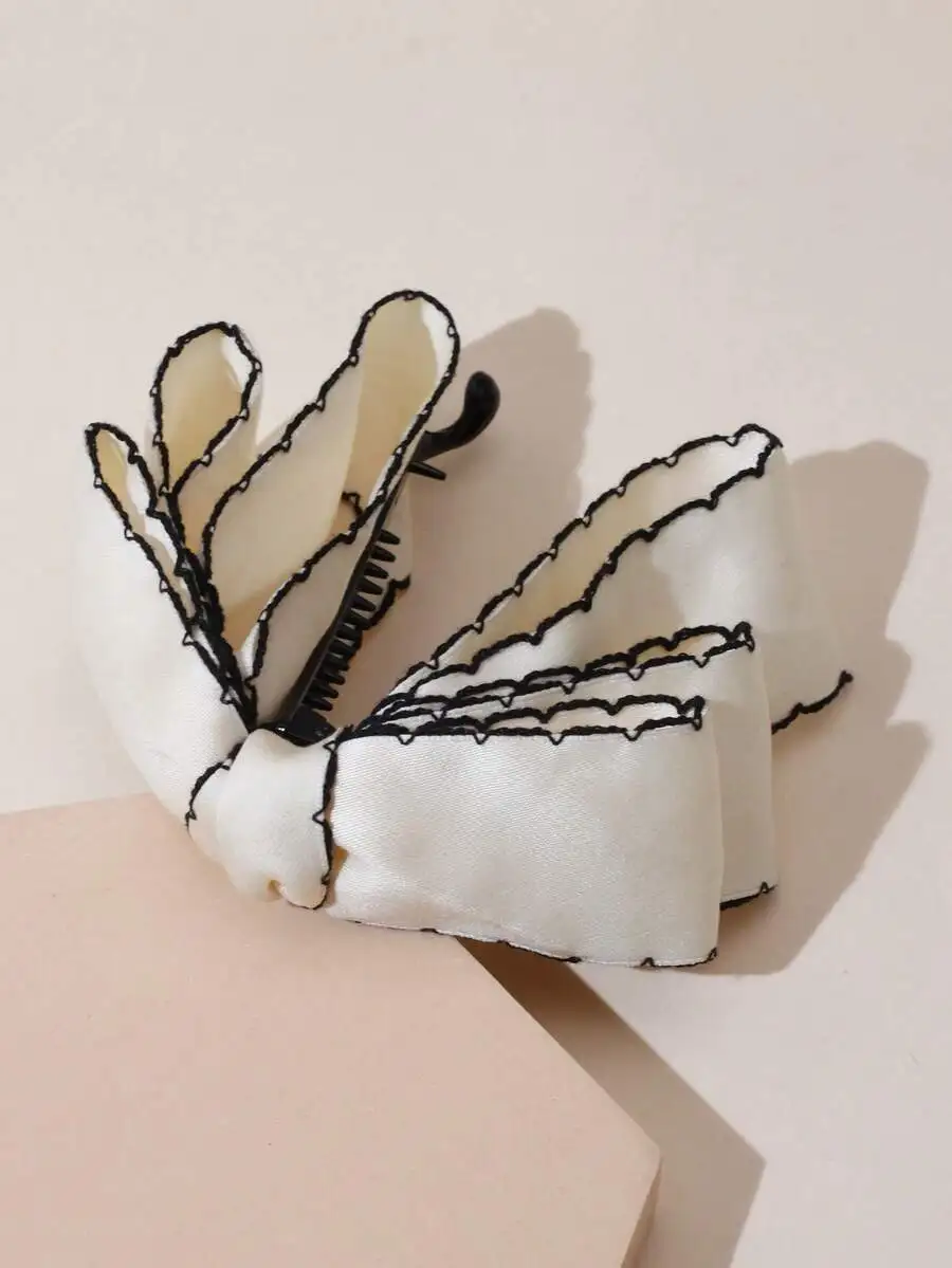 

Satin Layered Bow Banana Clip Hair Accessory For Women Elegant Claw Hair Clip