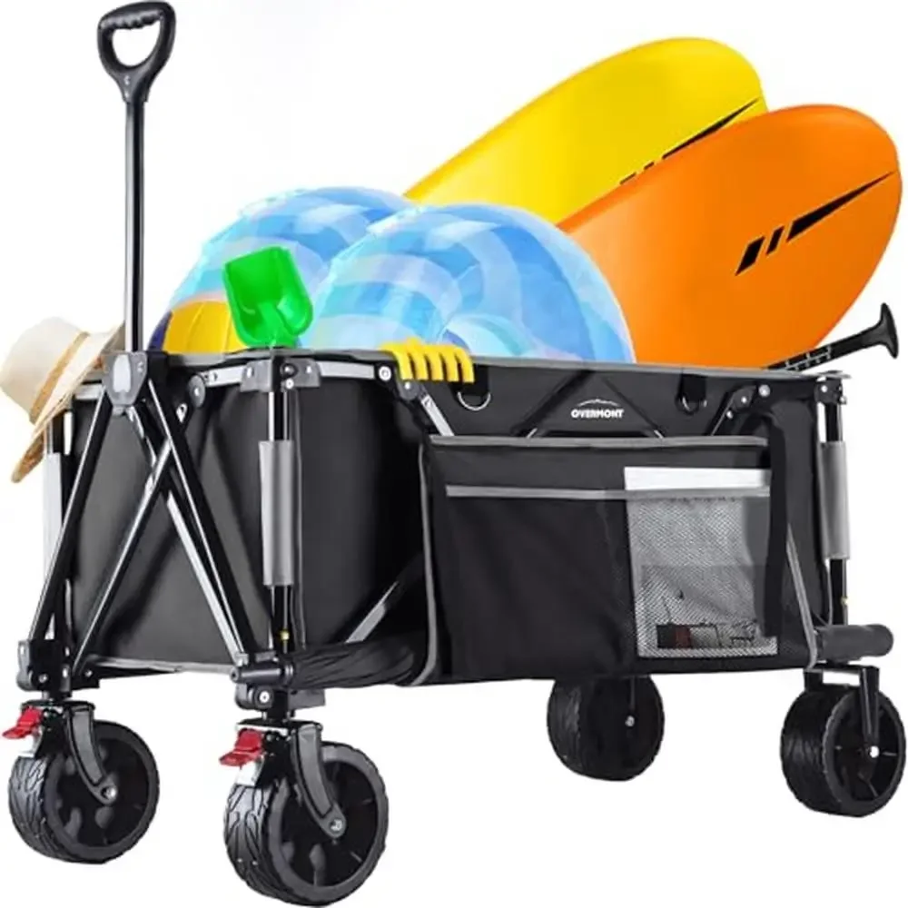 

Collapsible Outdoor Wagon Cart All-Terrain 150L Capacity Folding Utility Trolley