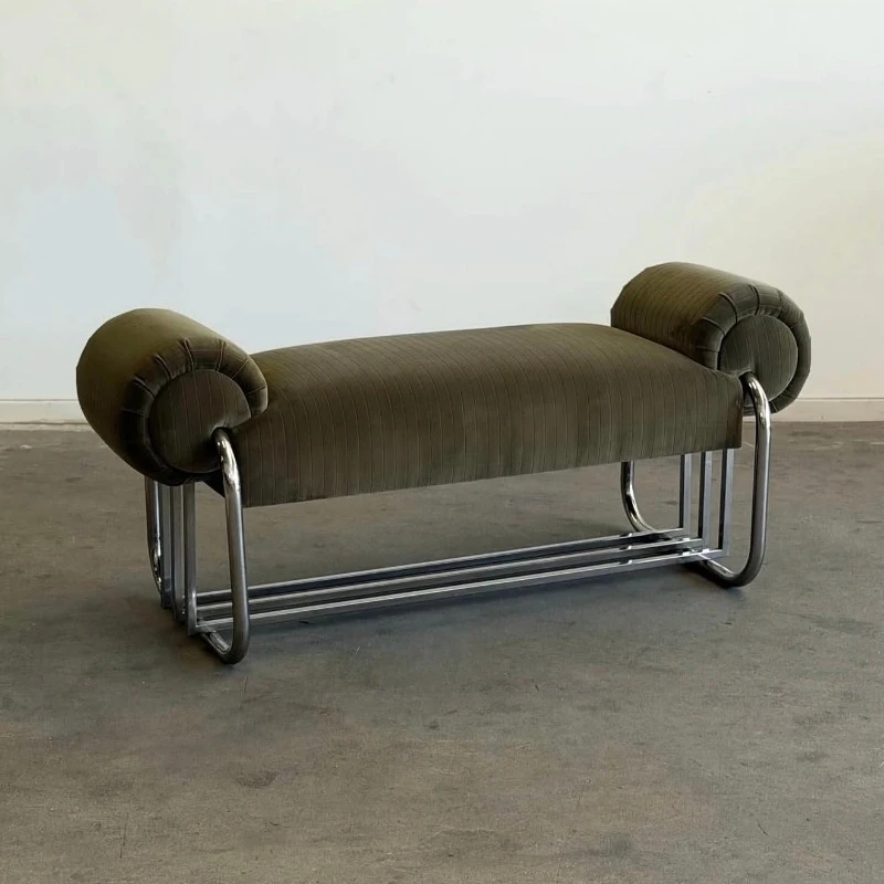 Modern design olive green vertical flannel bench simple