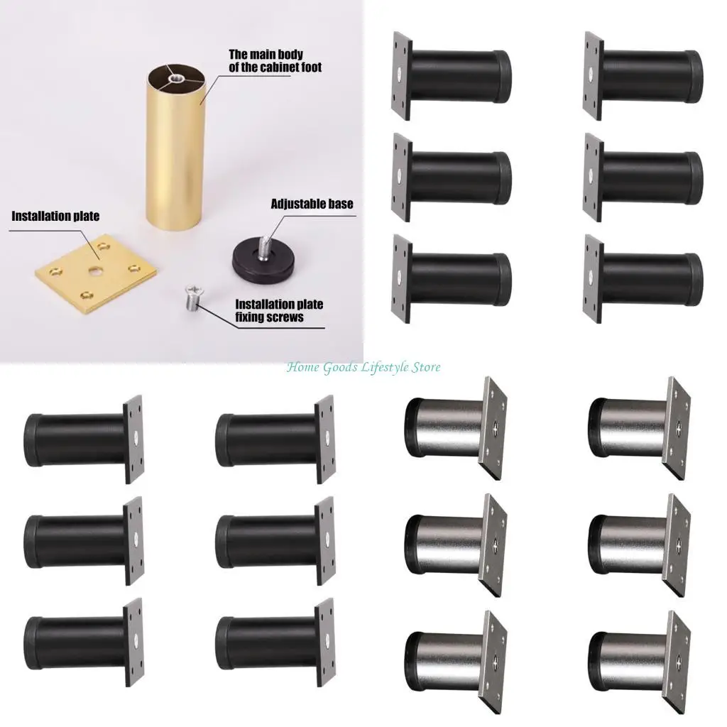 E74E Pack Of 6 Firm Metal Furniture Supports 6cm Height Adjustable For low maintenance And Space Saving