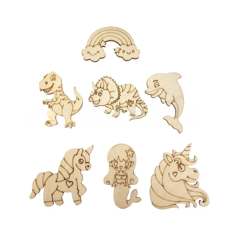 

50 шт., тема сказок, незавершенные деревянные вырезы для женщин, Корона принцессы, бриллиант, единорог, форма бабочки, деревянные поделки