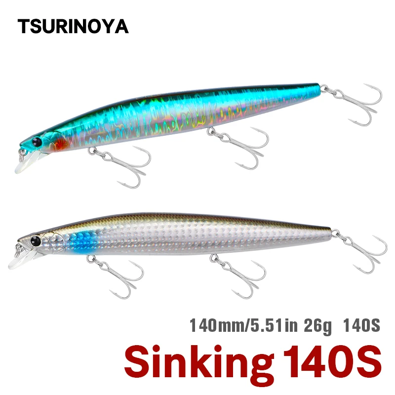 TSURINOYA STINGER 140S Inshore Fishing Sinking Minnow 140mm 26g Ultra Long Casting Plastics Bait For Seabass Flounder Picua Lure