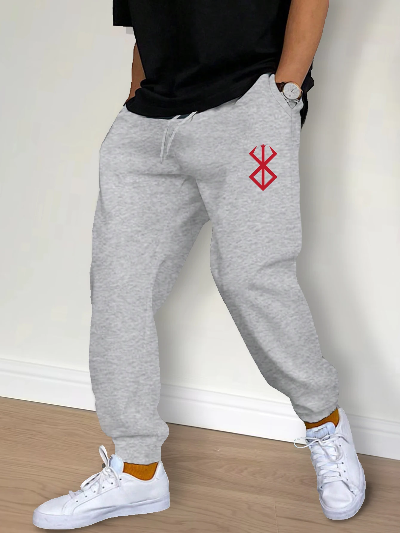 Męskie spodnie na co dzień Modne spodnie na co dzień ze sznurkiem Joggery Trening Bieganie Siłownia Fitness Spodnie sportowe Streetwear Spodnie