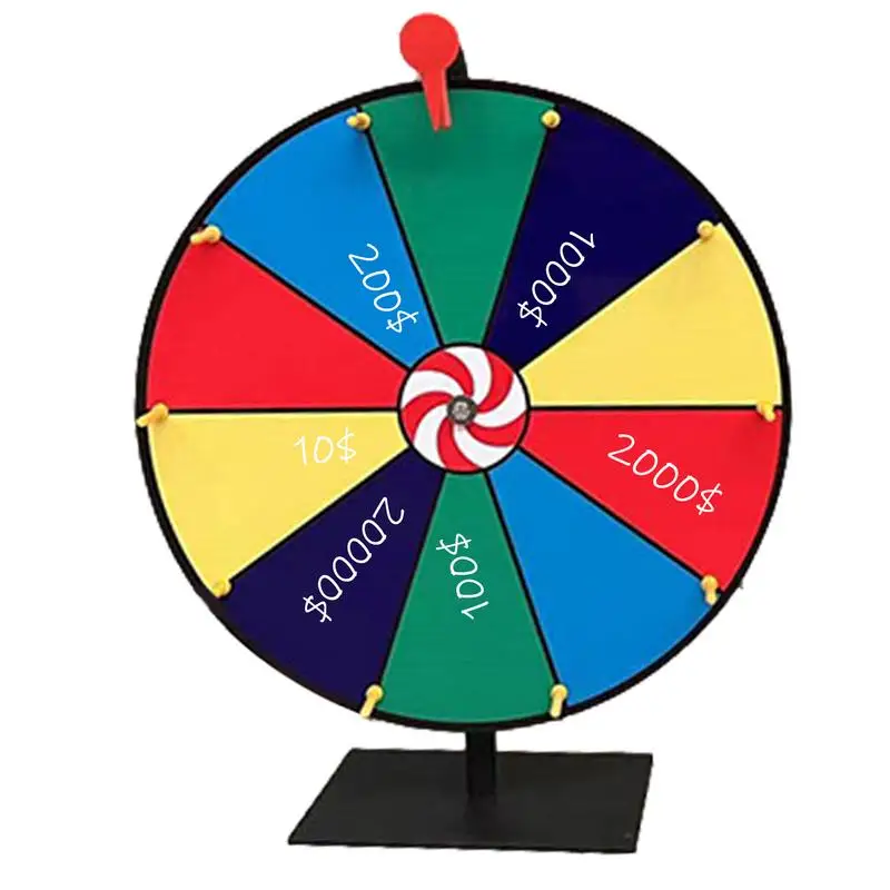 

Color Prize Wheel Tabletop Spinning Wheel 11.8 Inch Roulette Spinner Wheel With Stand 10 Grid Erasable Win Fortune Spin Game For